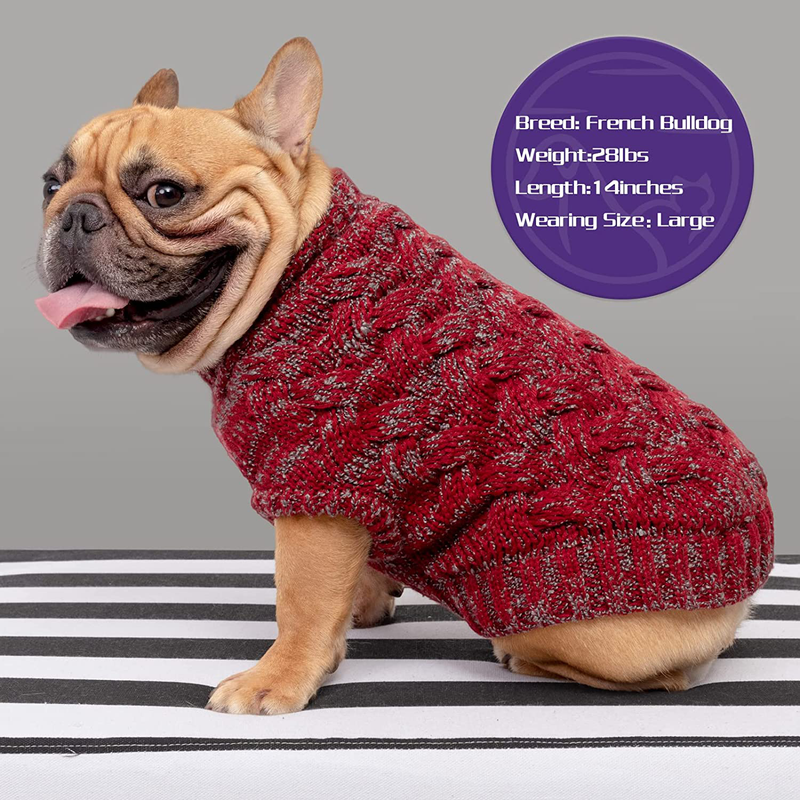 Cyeollo Dog Sweater Thickened Dog Sweaters Turtleneck Soft Pullover Knitwear Warm Winter Dog Clothes for Small Medium Dogs