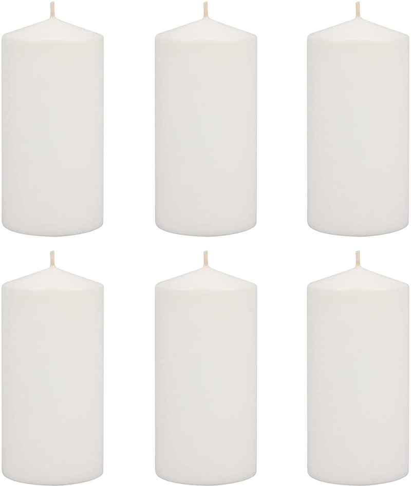 Stonebriar Tall 3x6 Inch Unscented Pillar Candles,White, 6 count