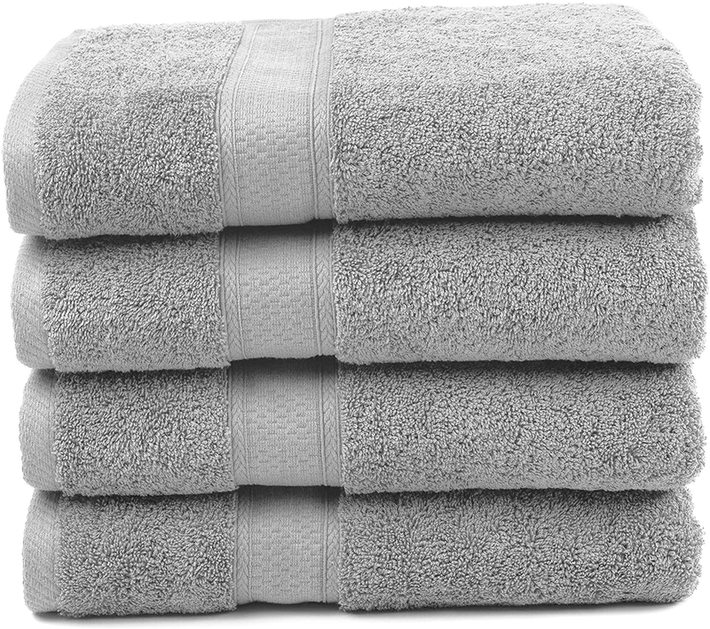 Premium Bamboo Cotton Bath Towels - Natural, Ultra Absorbent and Eco-Friendly 30" X 52" (Grey)