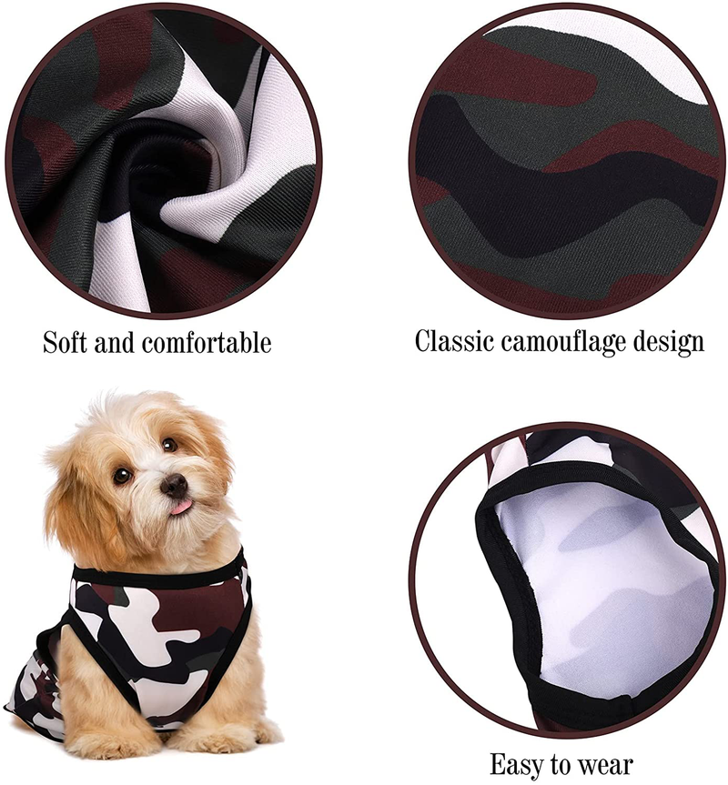 Pedgot 5 Pieces Dog Camo Shirts Breathable Dog Vest Comfortable Camouflage Puppy Shirts Pet Costume Clothes Durable Pet Apparel for Small Medium Dogs Cats, Medium