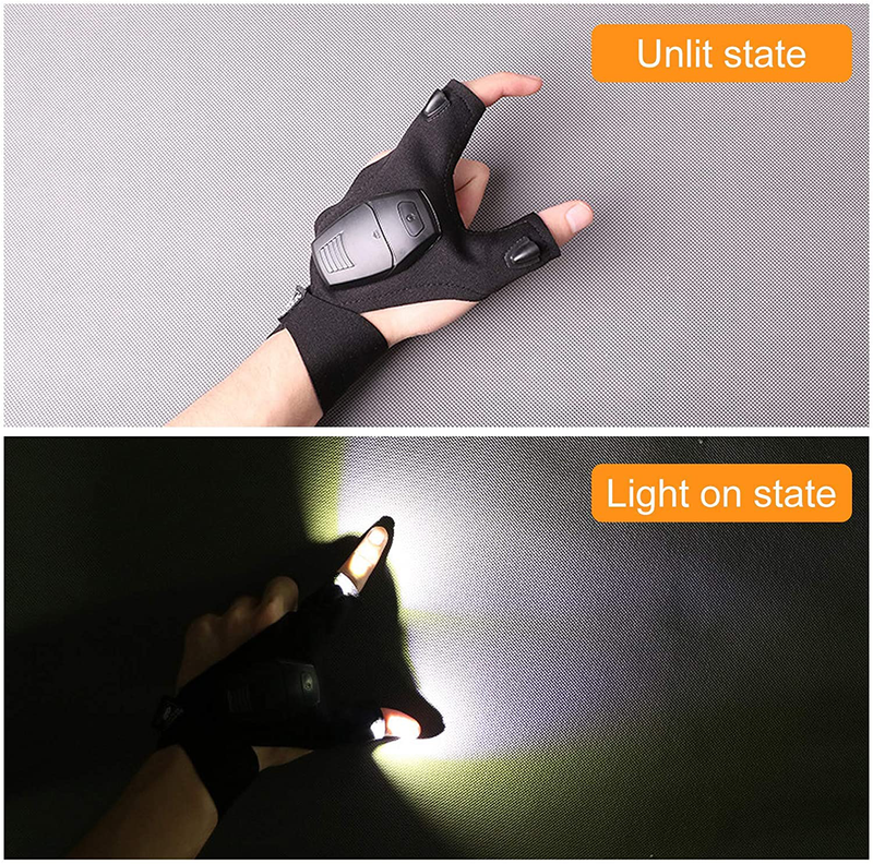 LED Flashlight Gloves Valentines Day Gifts, Light Gloves Tools Gifts for Men, Women, Fingerless Hand Light Tool for Fishing, Cool Repairing, Camping, Birthday Mechanic Guy Gifts, Fathers Day Dad Gifts Sporting Goods > Outdoor Recreation > Camping & Hiking > Camping Tools PINGAN   