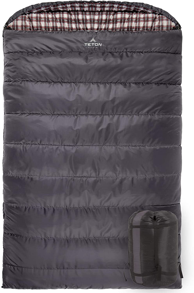 TETON Sports Fahrenheit Mammoth Queen-Size Double Sleeping Bag; Warm and Comfortable; Double Sleeping Bag Great for Family Camping; Compression Sack Included Sporting Goods > Outdoor Recreation > Camping & Hiking > Sleeping Bags TETON Sports Grey Double Wide Sleeping Bag 