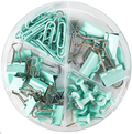 Paper Clips and Binder Clips Push Pins Set and Holder, Syitem Non-Skid Map Tacks Thumbtacks Clips Kits with Container for Office School Home Desk Supplies, 72 PCS Assorted Sizes (Pink) ¡­ Office Supplies > General Office Supplies SYITEM Pale Blue  