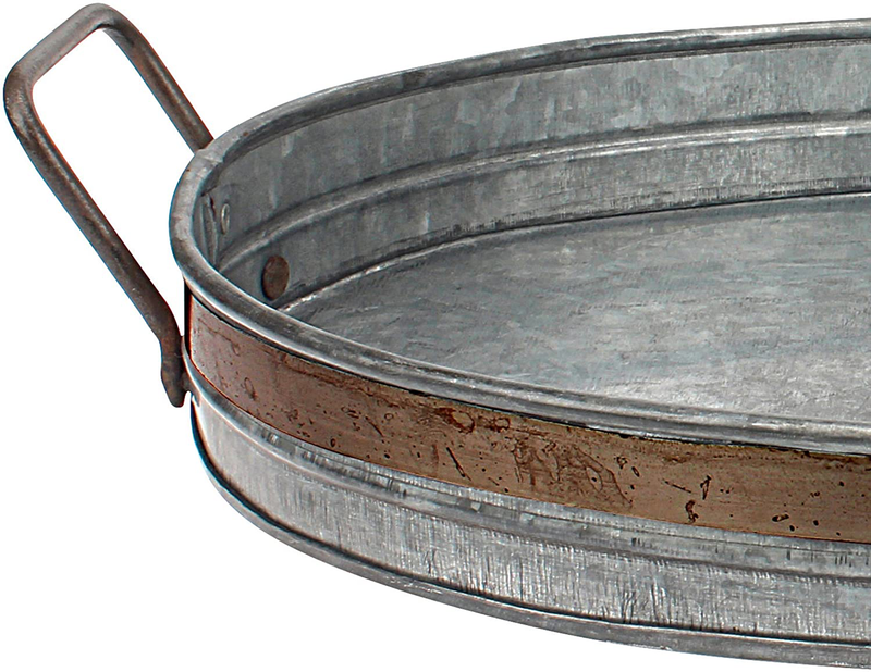 Stonebriar Galvanized Metal Serving Tray with Rust Trim and Metal Handles, Unique Butler Tray, Decorative Centerpiece for Coffee Table or Dining Table, Rustic Accessories for Weddings and Parties Home & Garden > Decor > Decorative Trays Stonebriar   