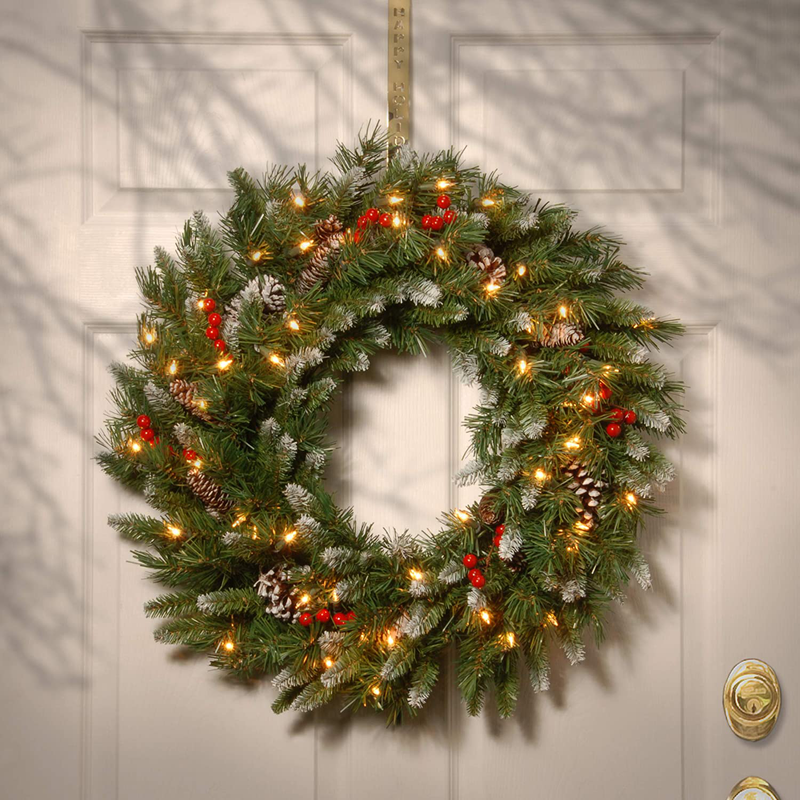 National Tree Company Pre-Lit Artificial Christmas Wreath, Green, Frosted Berry, White Lights, Decorated with Pine Cones, Berry Clusters, Frosted Branches, Christmas Collection, 24 Inches Home & Garden > Decor > Seasonal & Holiday Decorations& Garden > Decor > Seasonal & Holiday Decorations National Tree Company   