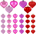 Emopeak Romantic Heart Ornaments for Valentine Tree, 24 Pieces Valentine'S Day Heart Baubles - 2 Styles (Glossy, Glitter) 3 Color - Hanging Decorations for Home Wedding Party Home & Garden > Decor > Seasonal & Holiday Decorations Emopeak Pink/Rose Red/Red 1.7"/4.5CM 