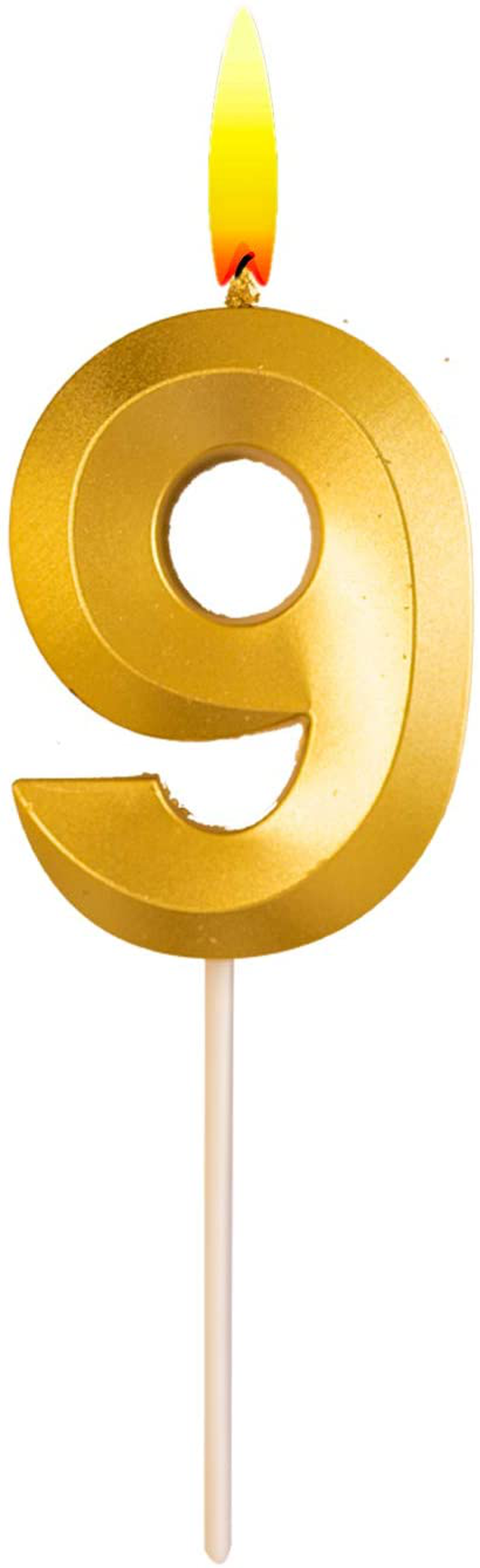Gold Glitter Happy Birthday Cake Candles Number Candles Number 4 Birthday Candle 3D Design Cake Topper Decoration for Party Kids Adults Home & Garden > Decor > Home Fragrances > Candles Belleone Gold Number 9  