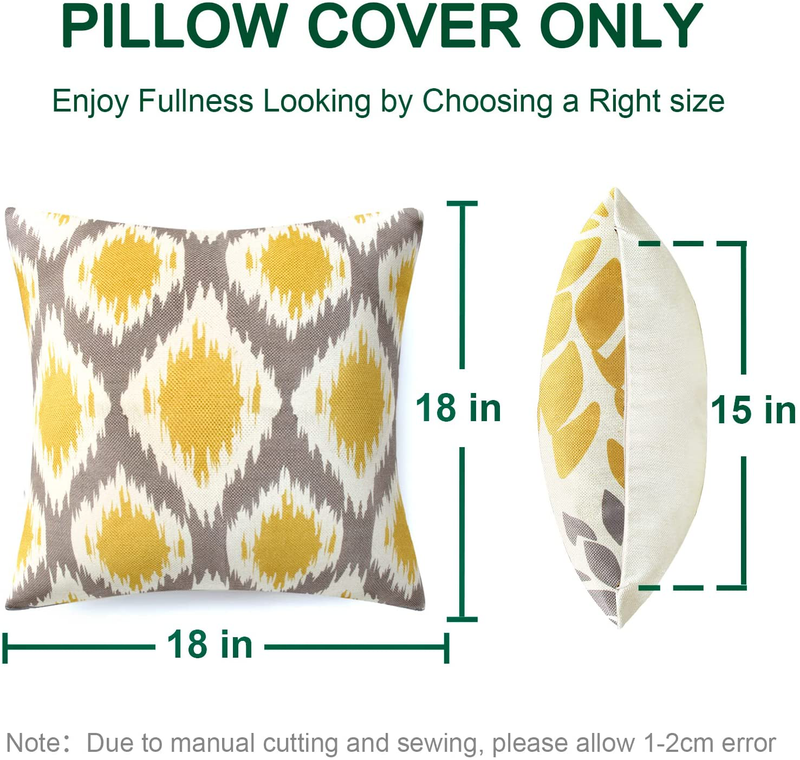 Reequo Pillow Covers 18X18,Set of 4 Gold Farmhouse Cushion Pillows,Outdoor Decorative Throw Pillow Cases Sofa Couch Home Decor（Gold） Home & Garden > Decor > Chair & Sofa Cushions ReeQuo   
