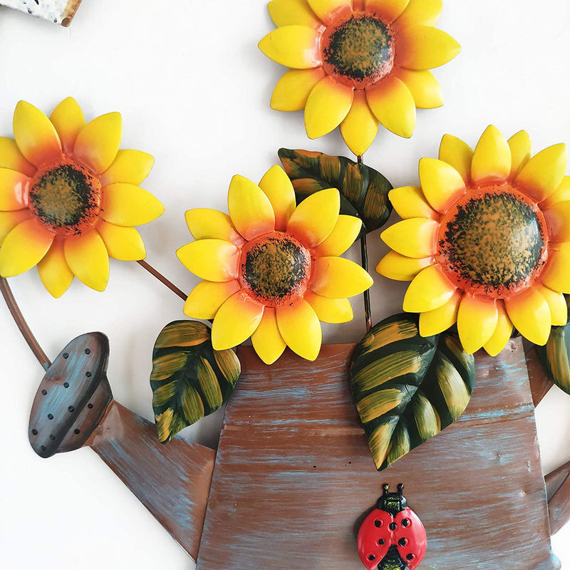 Outdoor Sunflower Wall Decor, Hand-Painted Metal Sunflower Wall Art Decor (16×14Inch) Home & Garden > Decor > Artwork > Sculptures & Statues MAGCOLOR   
