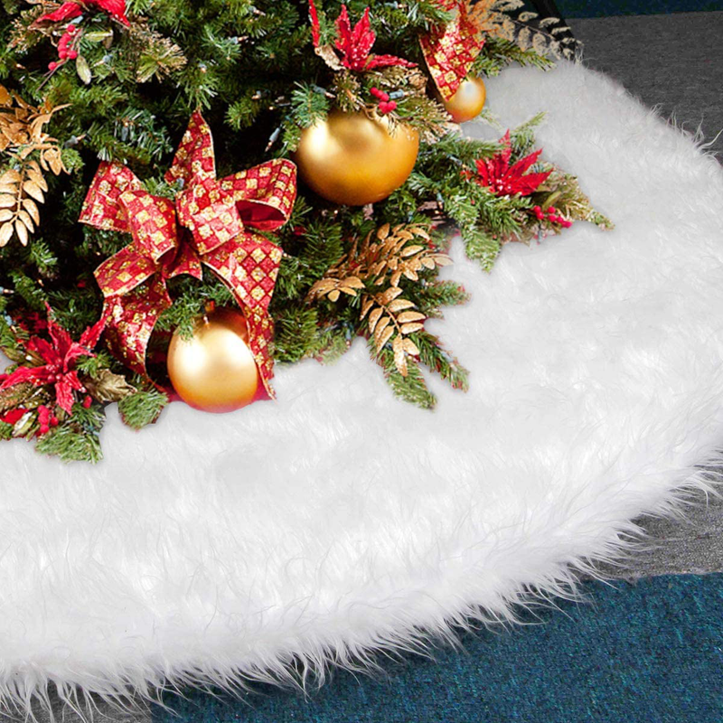 Christmas Tree Skirts, Dreampark 48" White Tree Skirt Decorations Faux Fur Skirt Large Christmas Ornaments Tree Decor (48 inch)