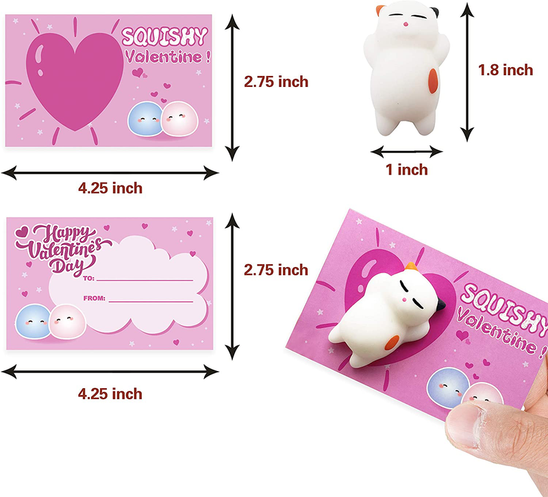 Kiddokids 28 Valentines Day Gift Cards with Cute Kawaii Mochi Squishy to Squeeze for Kids School Classroom Valentine’S Exchange Greeting Cards Home & Garden > Decor > Seasonal & Holiday Decorations Kiddokids   