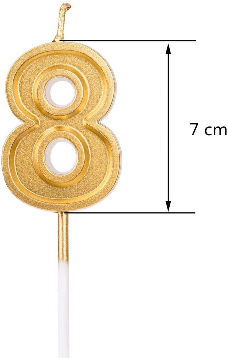 Qj-solar 2.76 inch Gold Number 80 Birthday Candles,80th Cake Topper for Birthday Decorations