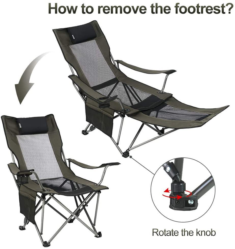 OUTDOOR LIVING SUNTIME Camping Folding Portable Mesh Chair with Removabel Footrest Sporting Goods > Outdoor Recreation > Camping & Hiking > Camp Furniture OUTDOOR LIVING SUNTIME   