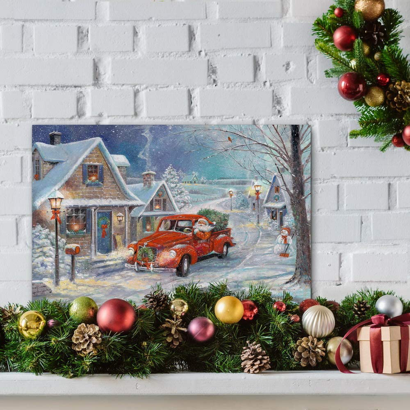 Renditions Gallery Santa's Tree Farm Wall Art, Red Truck and Christmas Trees, Snowman, Festive Decorations, Premium Gallery Wrapped Canvas Decor, Ready to Hang, 8 in H x 12 in W, Made in America Home & Garden > Decor > Seasonal & Holiday Decorations& Garden > Decor > Seasonal & Holiday Decorations Renditions Gallery   