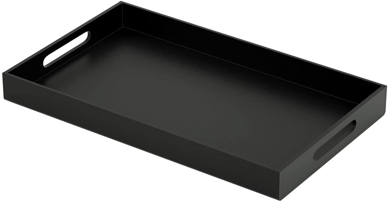 NIUBEE Clear Serving Tray 12x16 Inches -Spill Proof- Acrylic Decorative Tray Organiser for Ottoman Coffee Table Countertop with Handles Home & Garden > Decor > Decorative Trays NIUBEE Black 12x20 
