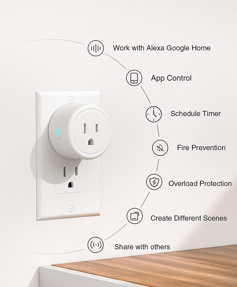 Mini Smart Plug Works with Alexa and Google Home, WiFi Outlet Socket Remote Control with Timer Function, Only Supports 2.4GHz Network, No Hub Required, ETL FCC Listed (4 Pack) Home & Garden > Lighting Accessories > Lighting Timers gosund   
