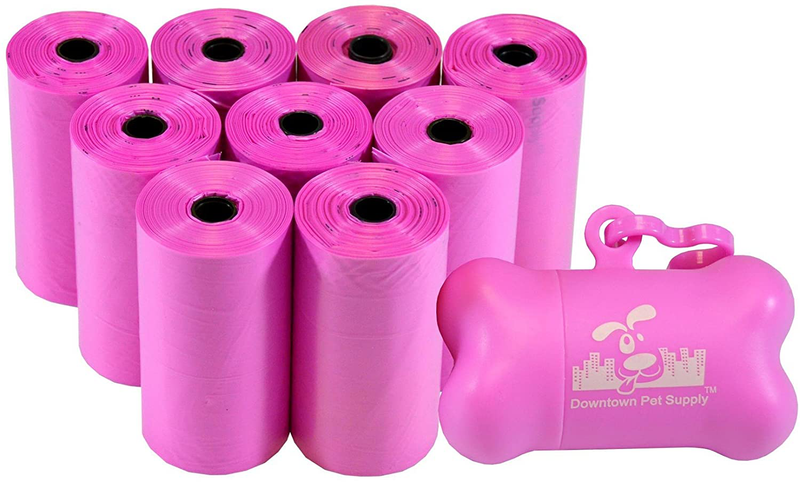 Downtown Pet Supply Dog Pet Waste Poop Bags with Leash Clip and Bag Dispenser - 180, 220, 500, 700, 880, 960, 2200 Bags Animals & Pet Supplies > Pet Supplies > Dog Supplies Downtown Pet Supply Pink 180 Bags 