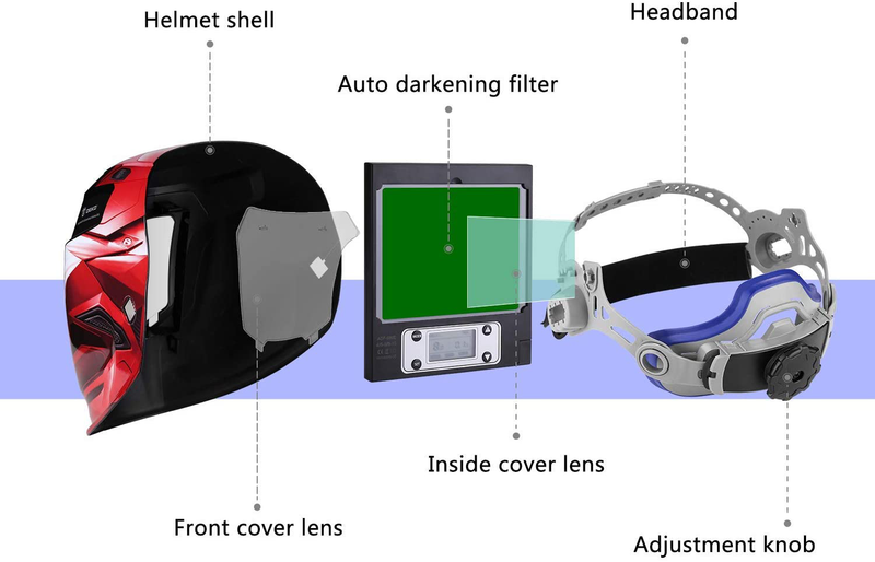 Professional Hood Auto Darkening Solar Powered Professional Welding Mask (DX-980E True color) Business & Industrial > Work Safety Protective Gear > Welding Helmets DEKOPRO   