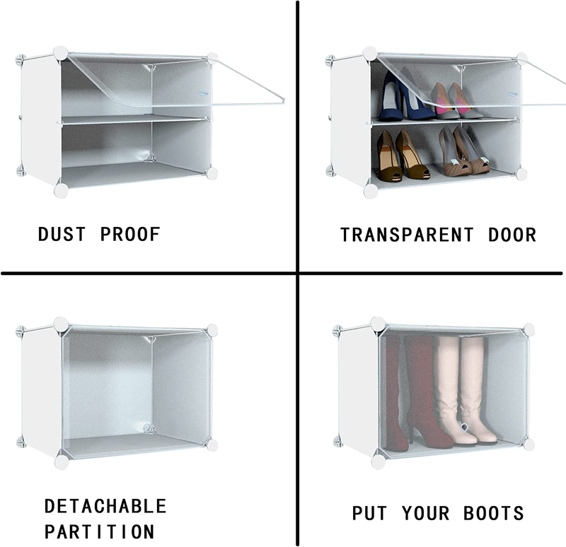 Shoe Rack Organizer, 24 Pair Shoe Storage Cabinet with Door Expandable Plastic Shoe Shelves for Heels, Boots, Slippers,6 Tier