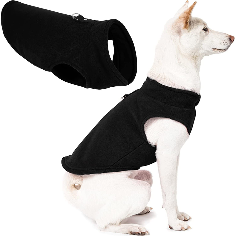 Gooby Fleece Vest Dog Sweater - Warm Pullover Fleece Dog Jacket with Leash Attachment - Winter Small Dog Sweater Coat - Cold Weather Dog Clothes for Small Dogs Boy or Girl for Indoor and Outdoor Use Animals & Pet Supplies > Pet Supplies > Dog Supplies > Dog Apparel Gooby Black X-Small chest (~11") 