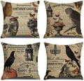 RUOAR Pack of 4 Vintage Halloween Throw Pillow Covers for Owl/Crow/Pumpkin/Skull Throw Pillow Covers Halloween Cushion Covers 18 x 18 inch Arts & Entertainment > Party & Celebration > Party Supplies RUOAR 99  