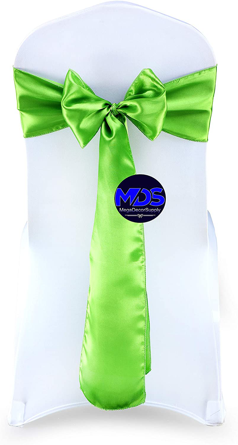 mds Pack of 25 Satin Chair Sashes Bow sash for Wedding and Events Supplies Party Decoration Chair Cover sash -Gold Arts & Entertainment > Party & Celebration > Party Supplies mds Parrot Green 25 