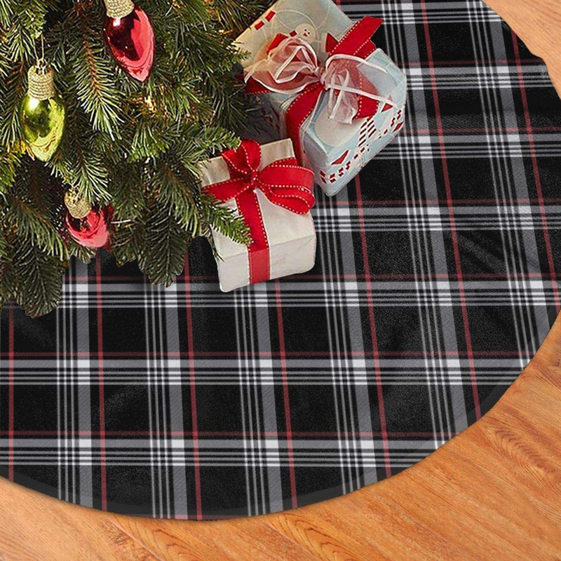 TOLUYOQU Golf GTI Plaid Christmas Tree Skirt with Velvet Xmas Tree Skirt Mat for Christmas Decoration Party and Holiday Decor (36 inch) Home & Garden > Decor > Seasonal & Holiday Decorations > Christmas Tree Skirts TOLUYOQU   