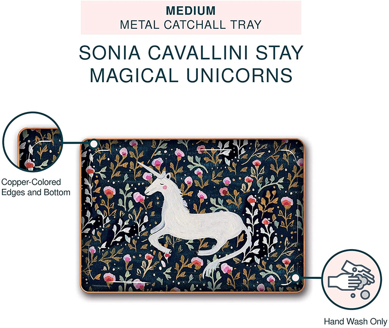 Studio Oh! Medium Metal Catchall Tray Available in 12 Different Designs, Sonia Cavallini Stay Magical Unicorns Home & Garden > Decor > Decorative Trays Studio Oh!   
