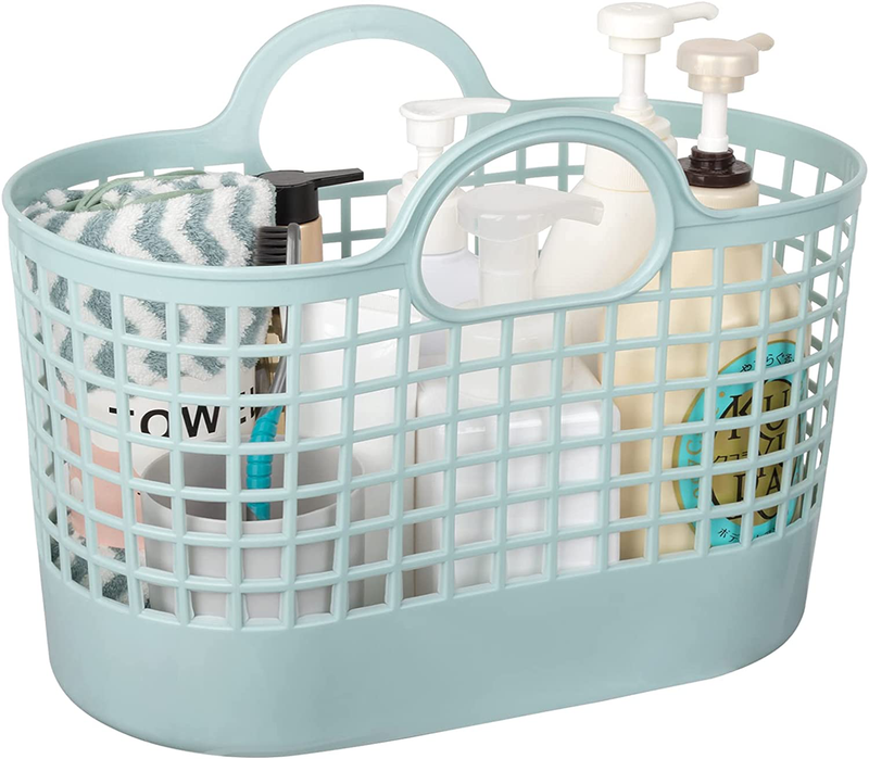 Rejomiik Shower Caddy Basket, Portable Shower Tote, Plastic Organizer Storage Basket with Handle Drainage Toiletry Bag Bin Box for Bathroom, College Dorm Room Essentials, Kitchen, Camp, Gym- Khakis Sporting Goods > Outdoor Recreation > Camping & Hiking > Portable Toilets & Showers rejomiik F-blue 1pack-F 
