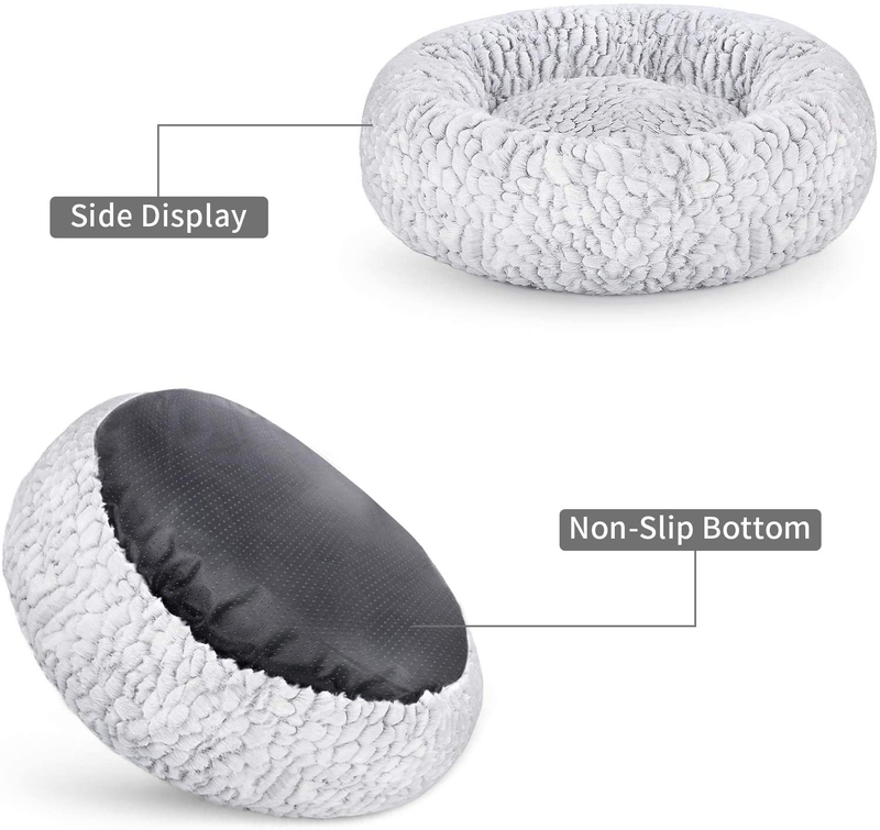 Lorfancy Calming Donut Dog Bed round Fluffy Plush Durable Washable Cuddler Anxiety Warm Dog Beds Mats for Large Medium Small Pet Dogs Cats  Lorfancy   