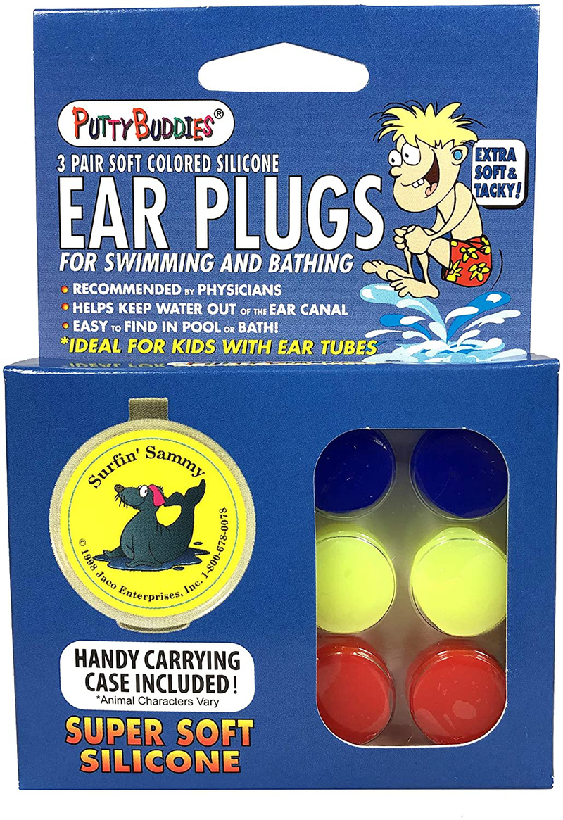 Putty Buddies Original Swimming Earplugs - The Best Swimming Ear Plugs - Block Water - Super Soft - Comfortable - Great for Kids - 3-Pair Pack Sporting Goods > Outdoor Recreation > Boating & Water Sports > Swimming Putty Buddies Red/Blue/Yellow  