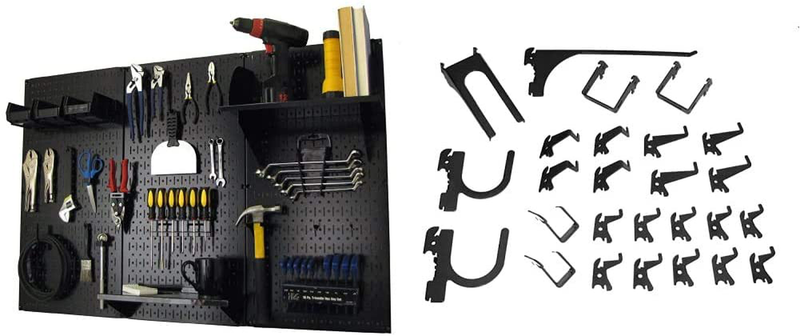 Pegboard Organizer Wall Control 4 ft. Metal Pegboard Standard Tool Storage Kit with Galvanized Toolboard and Black Accessories Hardware > Hardware Accessories > Tool Storage & Organization Wall Control Black/Black Storage + Hook 