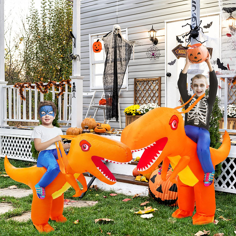 Thremhoo Inflatable Dinosaur Costume Halloween, Riding A T-rex Blow up Costumes for Boys Girls, Funny Family Older Kids Halloween Dress-up Costume, Dinosaur Party Supplies, Role Pretend Play Apparel & Accessories > Costumes & Accessories > Costumes N\C   
