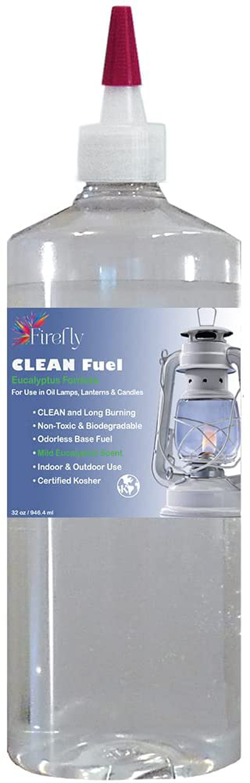 Firefly Kosher Clean Fuel Lamp Oil – Smokeless/Virtually Odorless – Longer Burning – 32 Ounces Home & Garden > Lighting Accessories > Oil Lamp Fuel Firefly Eucalyptus Oil Formula 32 oz. 