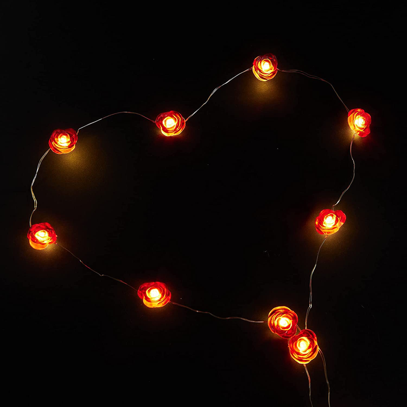 HOOJO 10FT 40 LED Valentines Day Lights Decorations, Red Rose Copper Wire Battery Operated String Lights with 8 Modes Remote and Timer for Bedroom, Wedding, Anniversary, Indoor Outdoor Decor Home & Garden > Decor > Seasonal & Holiday Decorations HOOJO   