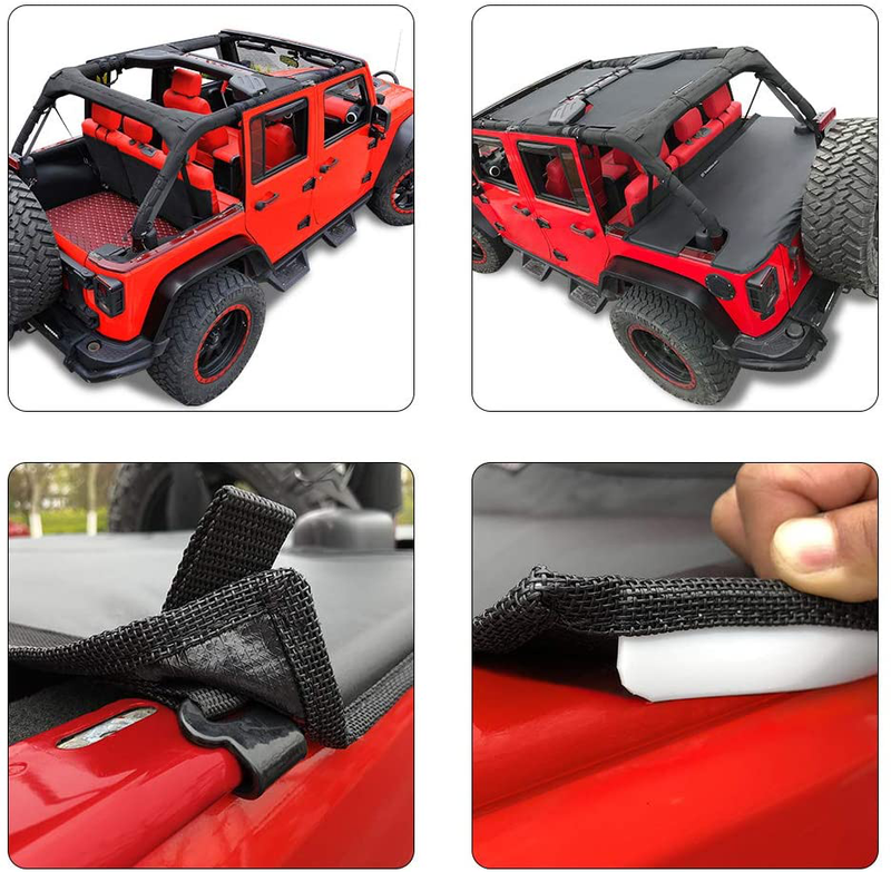 Shadeidea Tonneau Cover for Jeep Wrangler JK Unlimited (2007-2018) 4 Door Rear Trunk Cover Cargo Vinyl Cover for JKU Tailgate Ton Cover-Black-3 Years Warranty