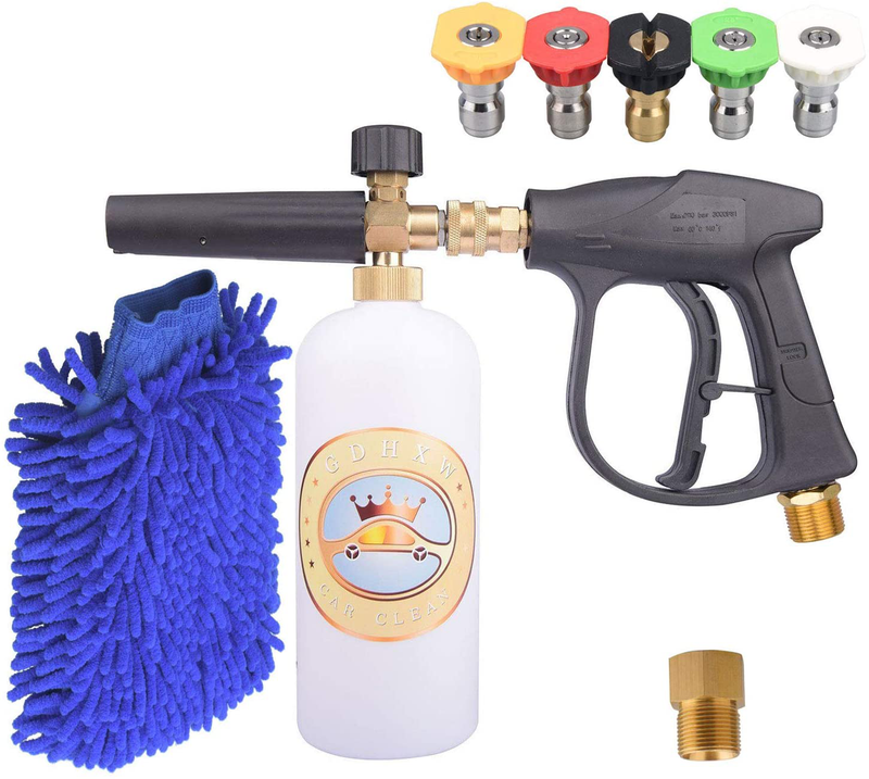 GDHXW X-884 Complete set box for car washing 3000 PSI High Pressure Snow Foam Lance Foam Cannon Foam Blaster M22 thread conversion adapter 5 Pressure Washer Nozzles Cleaning gloves  GDHXW Default Title  