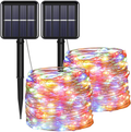 Red Solar Christmas String Lights Outdoor Waterproof 100 LED（2 Pack） 8 Modes Copper String Lights Fairy Lights for Valentine'S Day, Garden, Patio, Fence, Balcony, Outdoors(Red 2Pcs) Home & Garden > Lighting > Light Ropes & Strings YAOZHOU Multicolor  