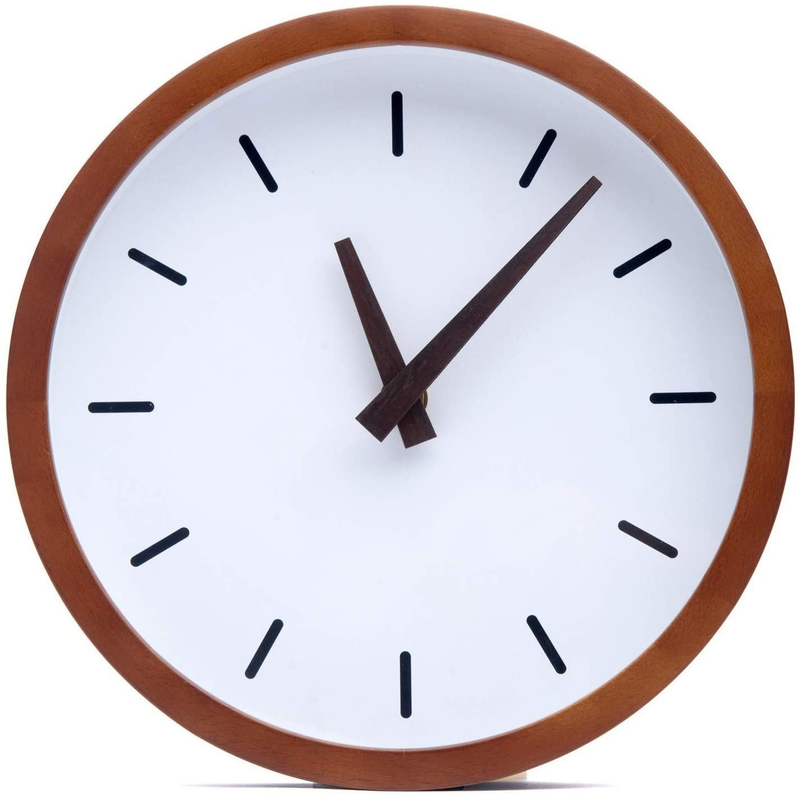 Driini Modern Mid Century Wood Analog Wall Clock (9") - Battery Operated with Silent Sweep Movement - Small Decorative Wooden Clocks for Bedrooms, Bathroom, Kitchen, Living Room, or Office Home & Garden > Decor > Clocks > Wall Clocks Driini 9"  