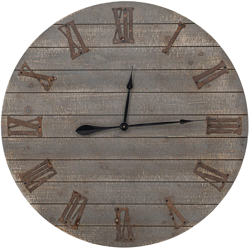 Farmhouse Wood Wall Clock 24", Large Round Clock with Roman Numerals for Home Living Room Kitchen Office Wall Decor Home & Garden > Decor > Clocks > Wall Clocks XUANJIA 32 Inches  