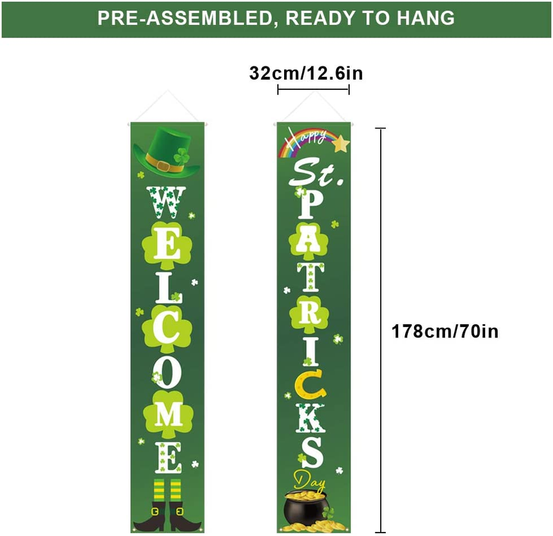 DAZONGE St. Patrick'S Day Decorations | Lucky St. Patty'S Day Welcome Signs for Porch/Front Door/Home Decor | St. Patrick'S Day Party Accessory