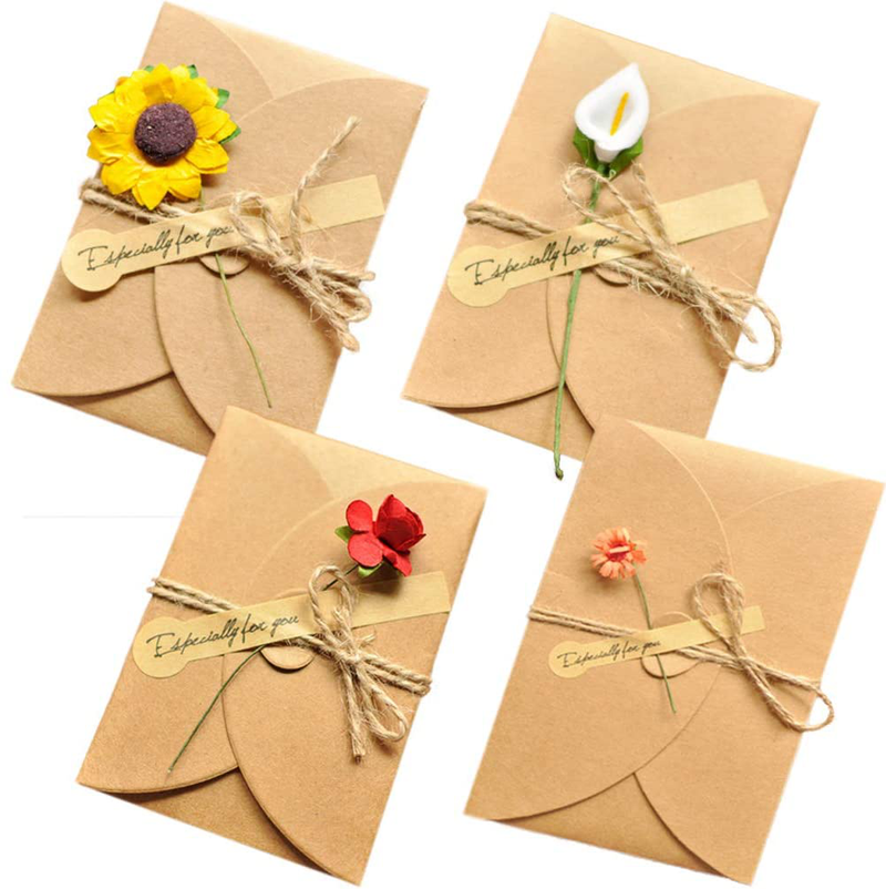 Flower Card 50 Pack Thank You Card AECIH All Occasion Greeting Cards Flower Card Collection Flower Birthday Card Invitation Letter Card Envelopes Arts & Entertainment > Party & Celebration > Party Supplies > Invitations AECIH KraftpaperX12  