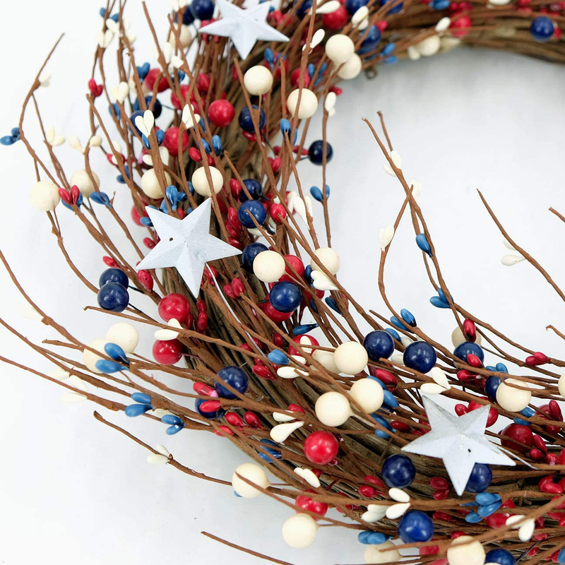Idyllic 4Th of July Independence Day Red Blue Berry Ring Wreath 17Inch Patriotic Decorations Memorial Day Flag Day Veterans Day Home & Garden > Decor > Seasonal & Holiday Decorations idyllic   