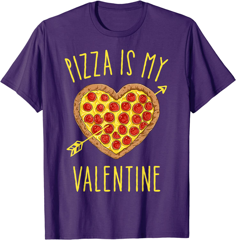 Pizza Is My Valentine Funny Valentines Day Gifts Boys Kids T-Shirt Home & Garden > Decor > Seasonal & Holiday Decorations Puntastic Valentines Day Purple Men Large