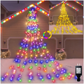Outdoor Christmas Decorations Star Light,16.4 ft 344 LED Waterfall Tree Lights with Topper Star String Lights Plug in ,8 Lighting Mode Christmas Star Lights for Party Home Holiday Decor(Warm White) Home & Garden > Decor > Seasonal & Holiday Decorations& Garden > Decor > Seasonal & Holiday Decorations Linhai Baoguang Lighting Co., Ltd Warm White to Multicolor  