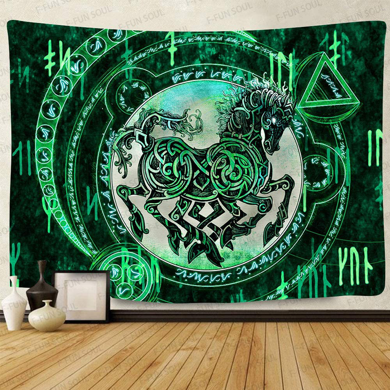 F-FUN SOUL Viking Tapestry, Large 80x60inches Soft Flannel Viking Decor, Mysterious Viking Bear Meditation Psychedelic Runes Wall Hanging Tapestries for Living Room Bedroom Decor GTLSFS9 Home & Garden > Decor > Artwork > Decorative Tapestries F-FUN SOUL Gtzyfs416 80x60 