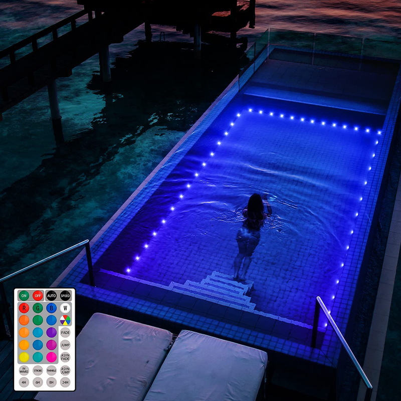 POOCCI Submersible Pool Lights,66FT 200LED Color Changing LED Pond Light with Remote , Suction Cups for Pond Pool Beach Garden Backyard, Patio Decorative（IP68 Waterproof）