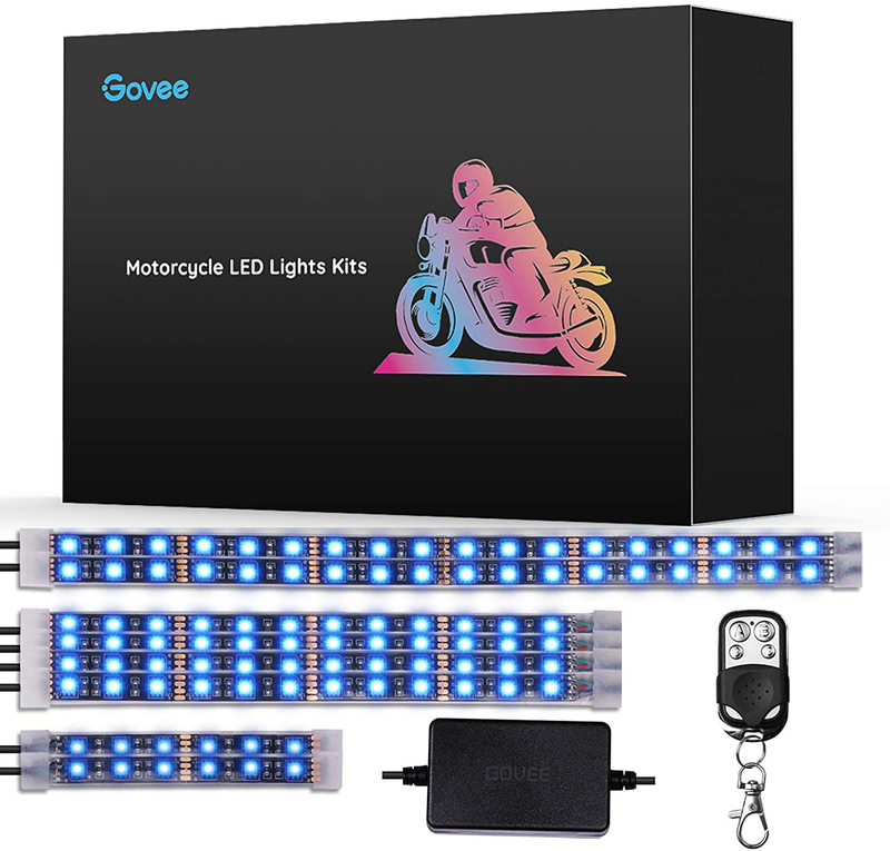 Govee RGB Motorcycle LED Lights Kits, 8 Pcs Neon Lights with 4-Key RF Remote Control, Music Sync & Multiple Scene Modes Underglow Motocycle Strip Lights, Dimmable, 12V, 18W  Govee Default Title  