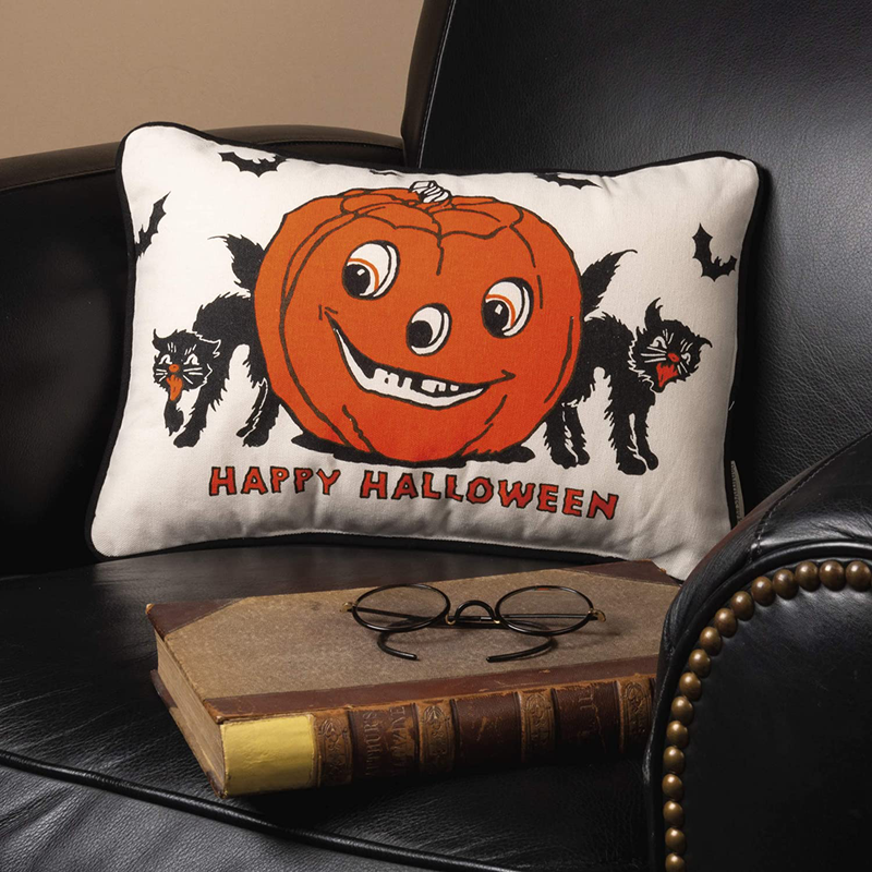 Primitives by Kathy Retro-Inspired Throw Pillow, 1 Count (Pack of 1), Happy Halloween
