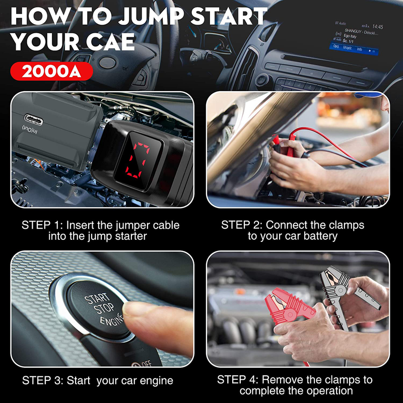 NEXPOW 2000A Peak 18000mAh Car Jump Starter with USB Quick Charge 3.0 (Up to 7.0L Gas or 6.5L Diesel Engine), 12V Portable Battery Starter, Battery Booster with Built-in LED Light Vehicles & Parts > Vehicle Parts & Accessories > Vehicle Maintenance, Care & Decor > Vehicle Repair & Specialty Tools > Vehicle Jump Starters NEXPOW   